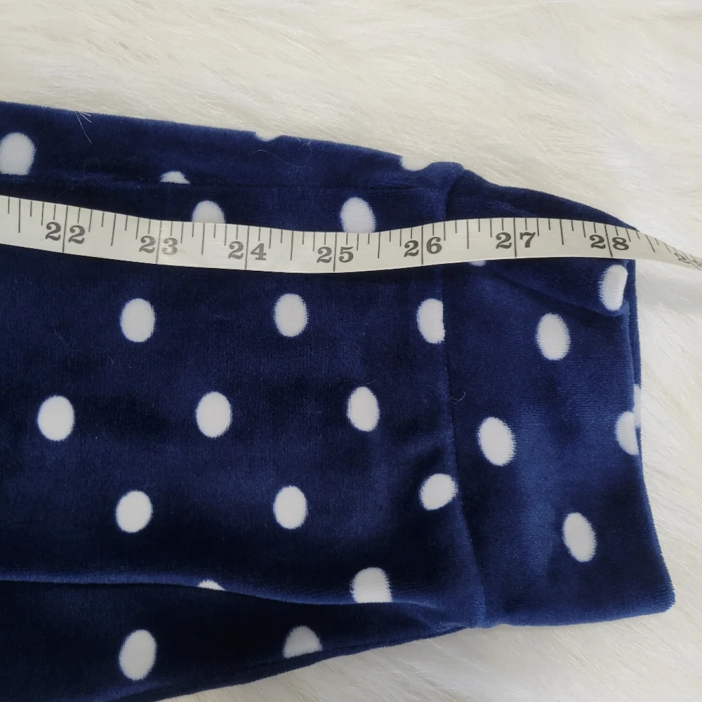 Jenni Intimates Polka Dot Velour Lounge Wear Set Hoodie & Pant Set L EUC Navy - Picture 15 of 16
